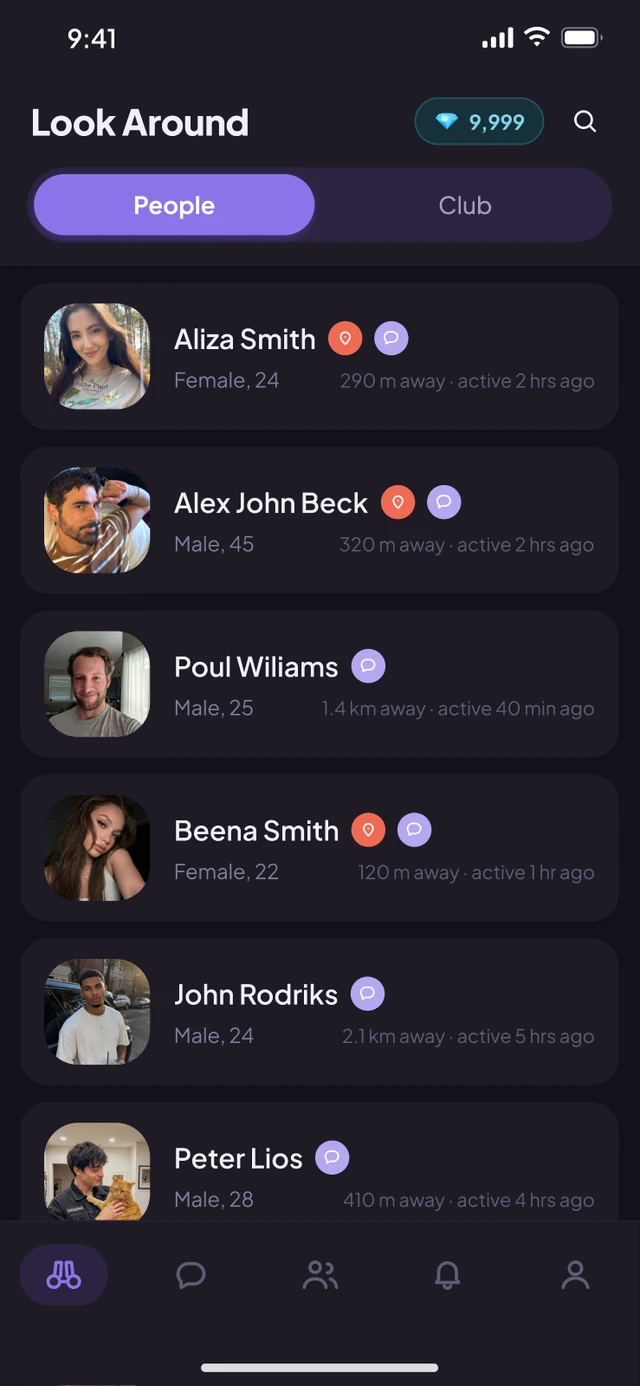 OviClub people discovery screen